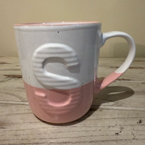 Pink and White S Ceramic Mug - Picture 1 of 7